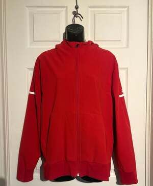 Adidas woman Red Squad Full Zip Full-Front Performance Hoodie Jacket Size Large
